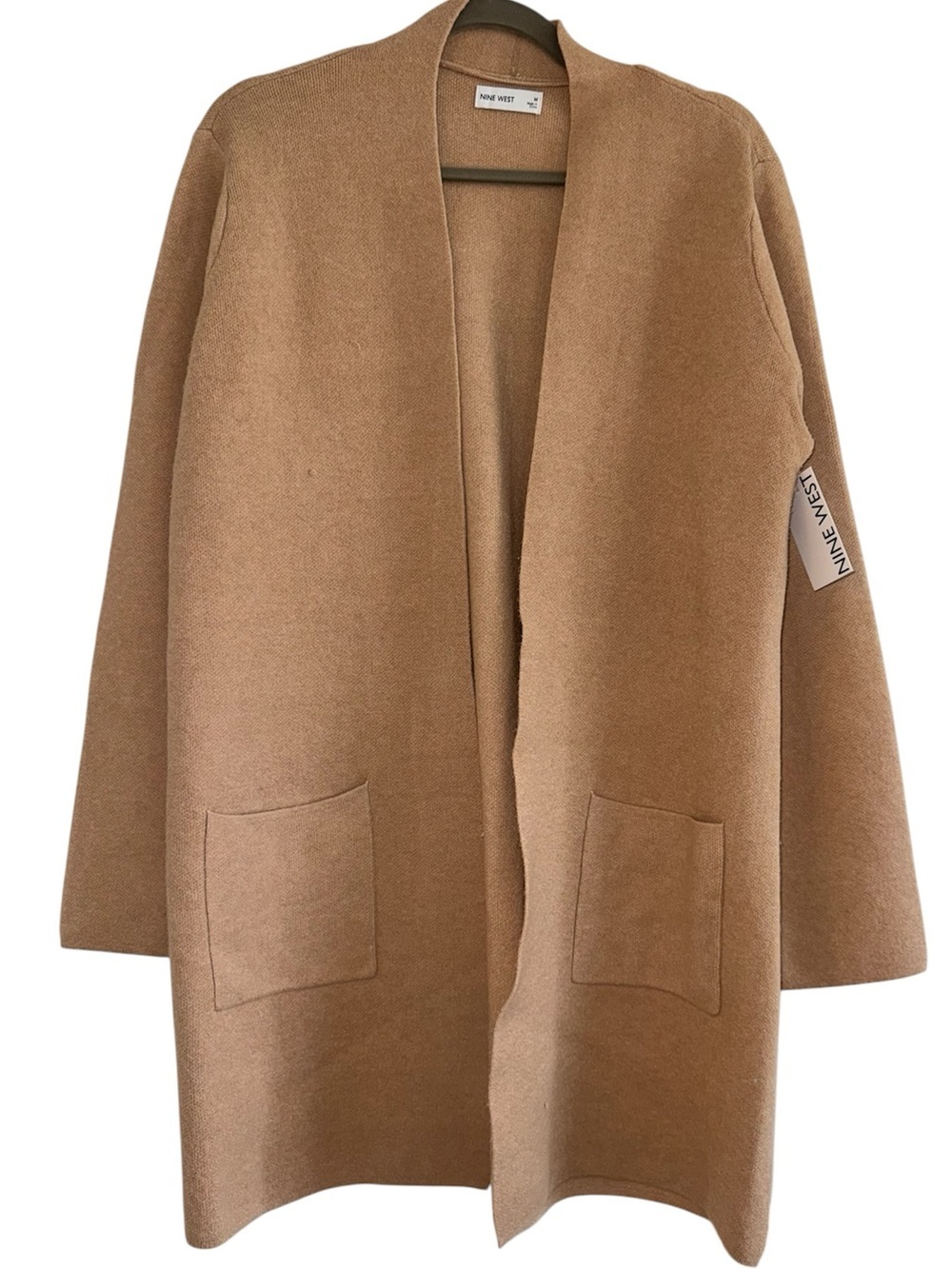 NWT Nine West Tan Open-Front Knit Cardigan with Pockets M